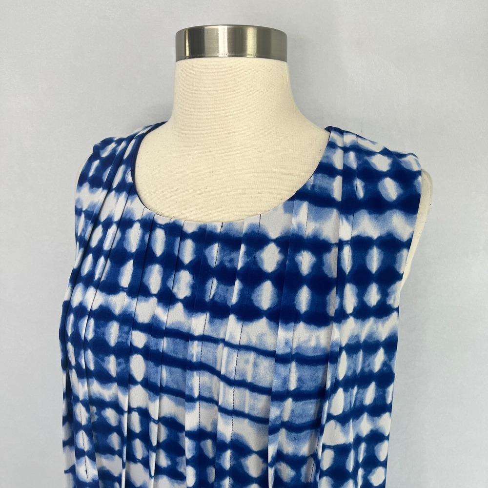 Calvin Klein Women 14 Blue Tie Dye Dress Beach Resort Cruise Pockets - Picture 6 of 13